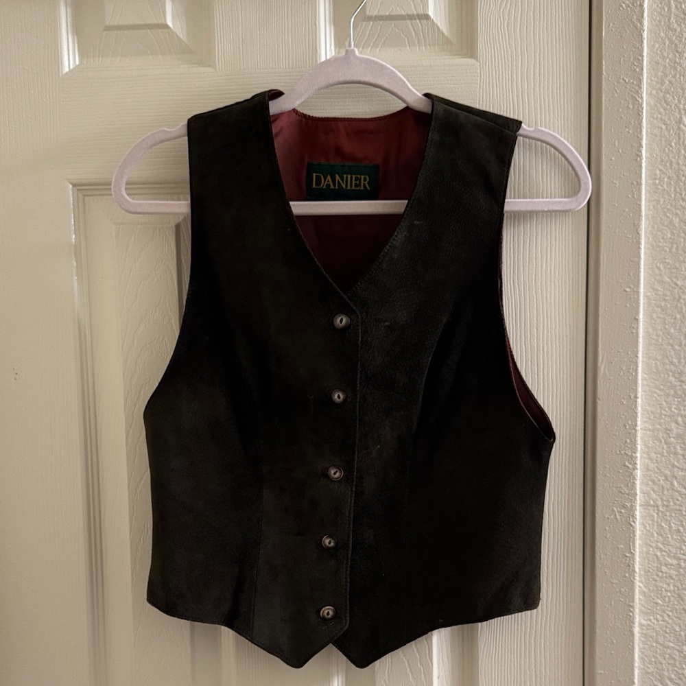 Forest green suede Danier vest